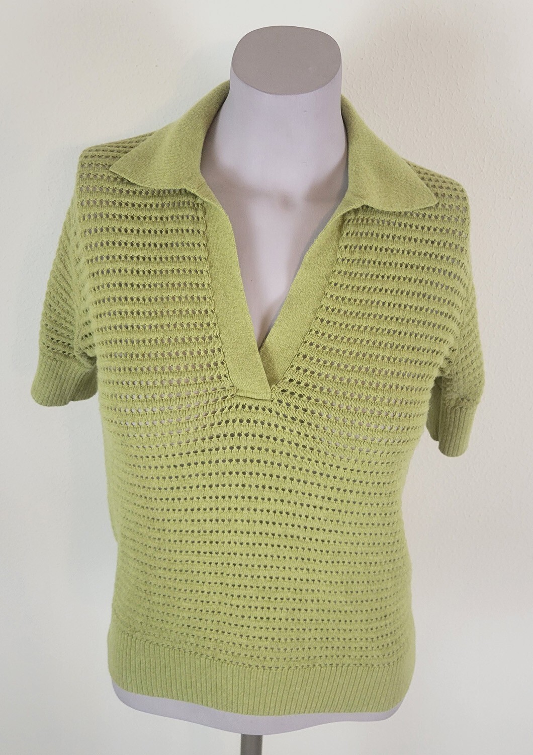 Everlane Open Stitch Cotton Merino Short Sleeve Polo Sweater Top