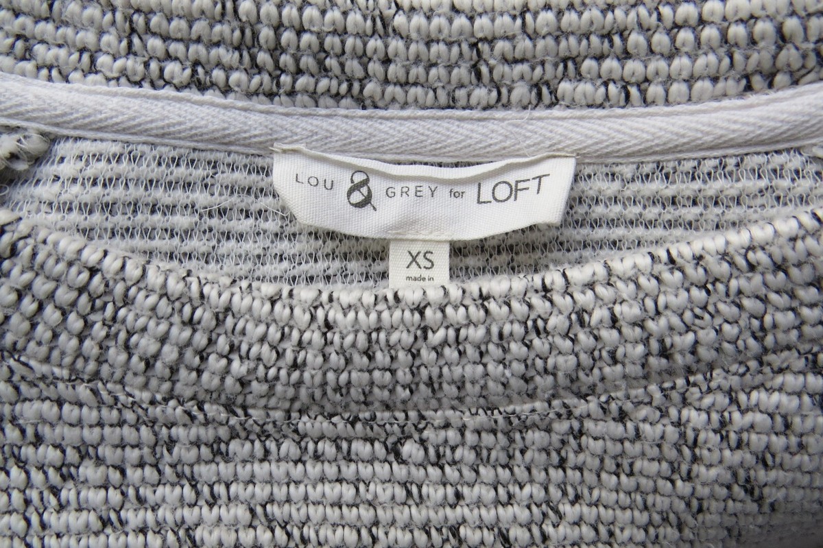 LOU & GREY for LOFT Soft Knit Sweater Dress - XS - Gray, White - Cotton  Blend | eBay