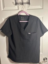 FIGS Technical Collection Black V-Neck Scrub Top