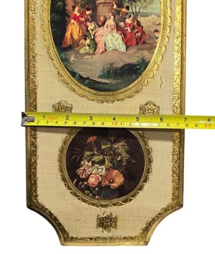 Vintage Wood Florentine Wall Art Plaque Gold Gilded Made in Italy 20"x7" - Picture 8 of 8