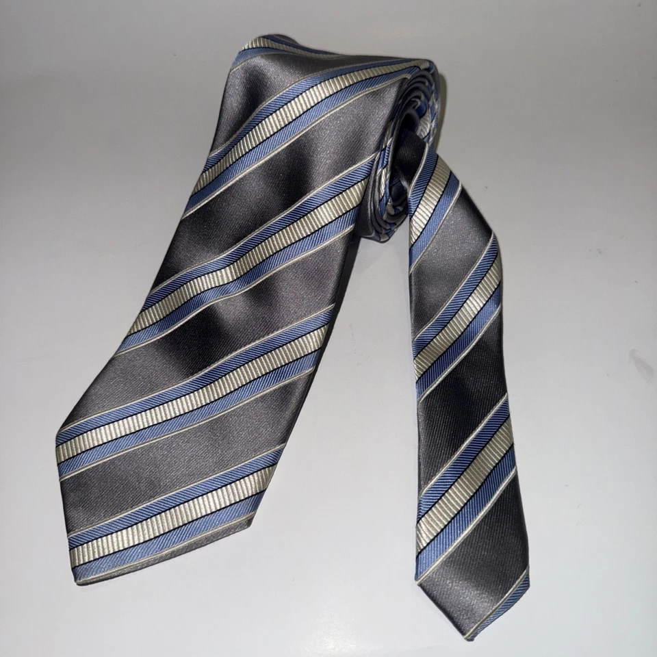 "Corbata Donald J. Trump Signature Collection 100 % seda plateada/azul/amarilla larga 63""" Foto 2 de 4