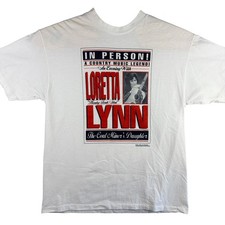 VINTAGE 90s Loretta Lynn T Shirt Men XL White Tour Honky Tonk Girl Country