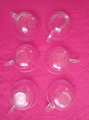 6 petites tasses à café en verre Duralex France vintage - Photo 1/3
