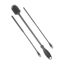 12.5" Silicone Bottle Brush with 2 Straw Brush, Bottle Cleaner Brushes, Gray