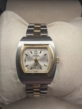 Bulova Accutron Ladies Two-Tone Gold & Steel Watch Swiss Made Vintage 1970s