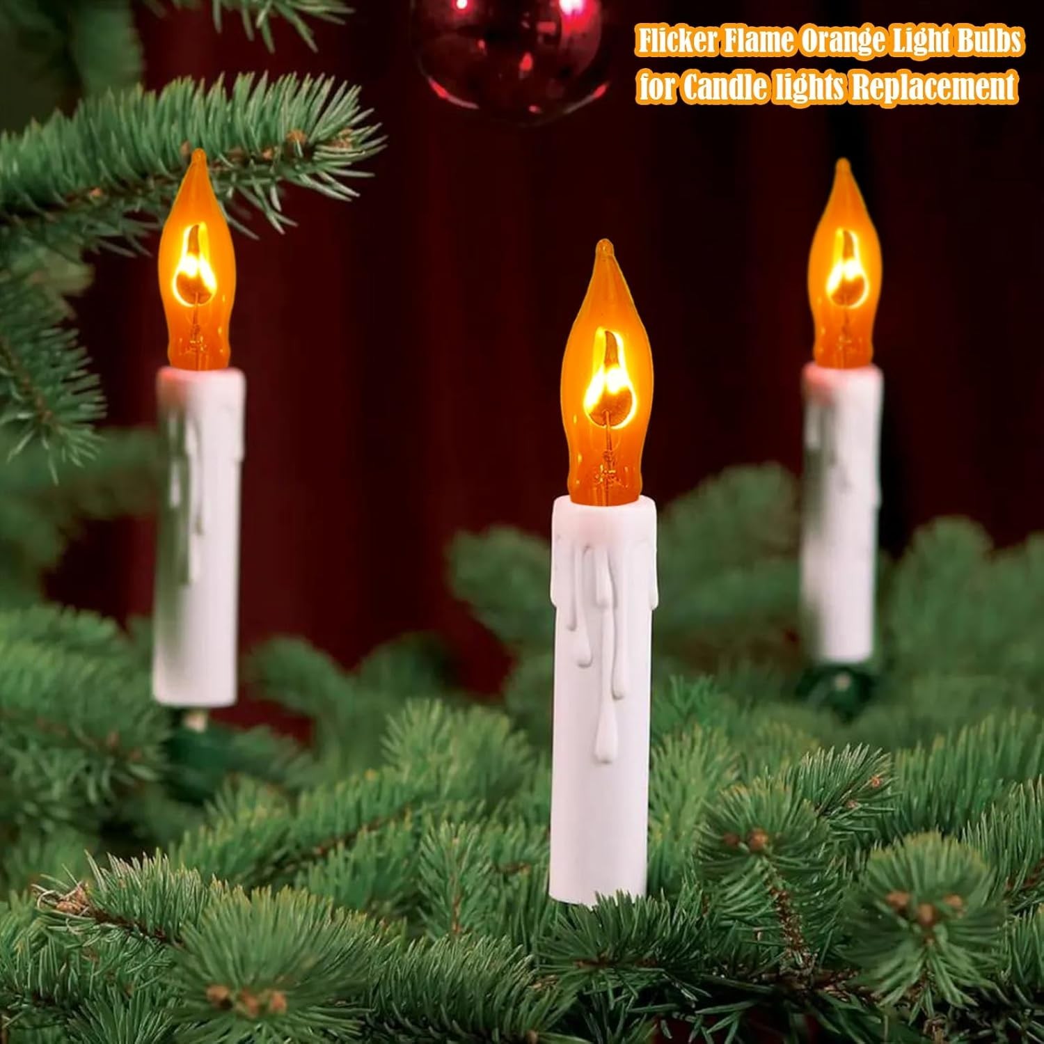 Christmas Flicker Flame Light Bulbs, 12 Pack C7 Crystal Clear Flickering Light B