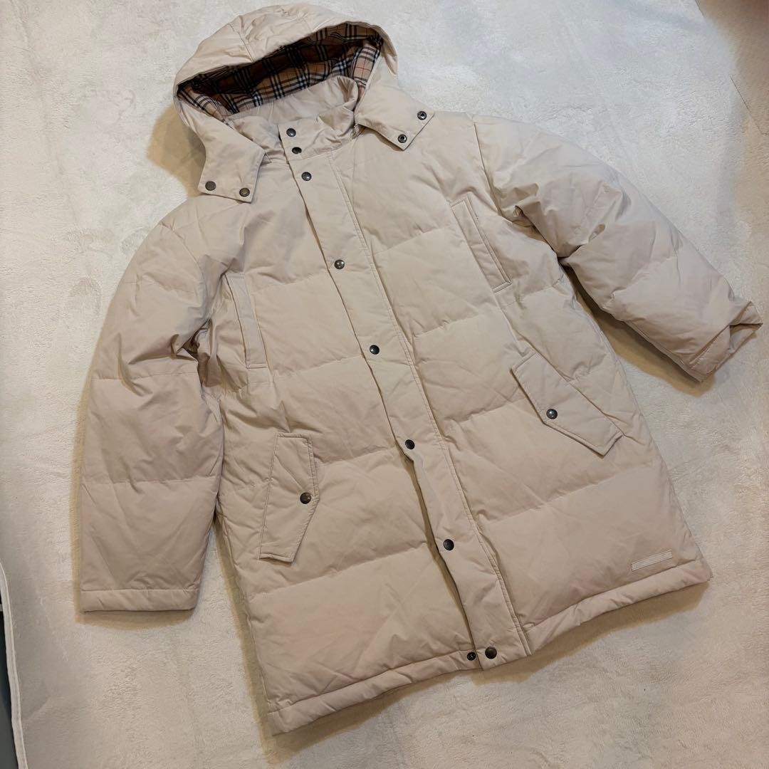 Burberry Nova Check Down Coat Beige Hooded Size L rare Men's From Japan thumbnail 17