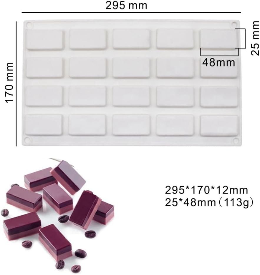 20 Cavity Rectangle Silicone Mold I_11.8 X6.8 X0.48 inch, as photos 