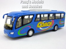 Autobús autocar de 7 pulgadas escala 1/68 (aprox) modelo fundido a presión de Kinsfun - AZUL