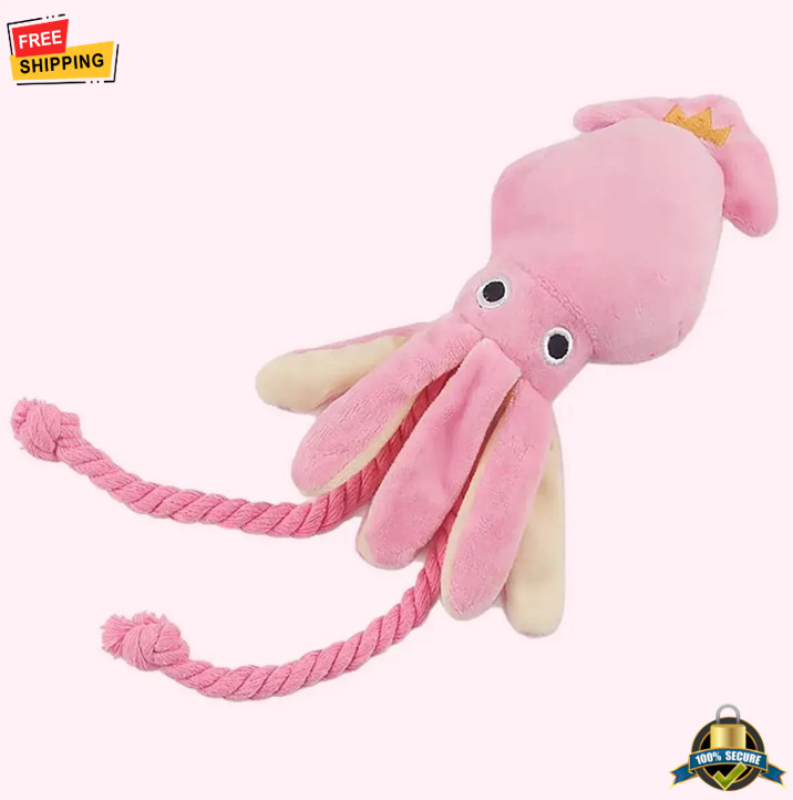 Super Octopus Dog Toy &ndash; Durable Plush Rope, Squeaky, Indoor & Outdoor Play