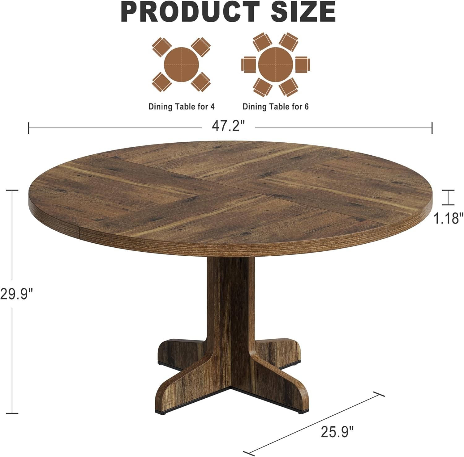 47'' Round Dining Table Dining Room Table for 4, Circle Dinner Table（No chairs)