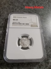 2001 1/10 oz $10 US Platinum Eagle MS69 NGC NICE LOW PRICE!! 2894.50 per troy oz