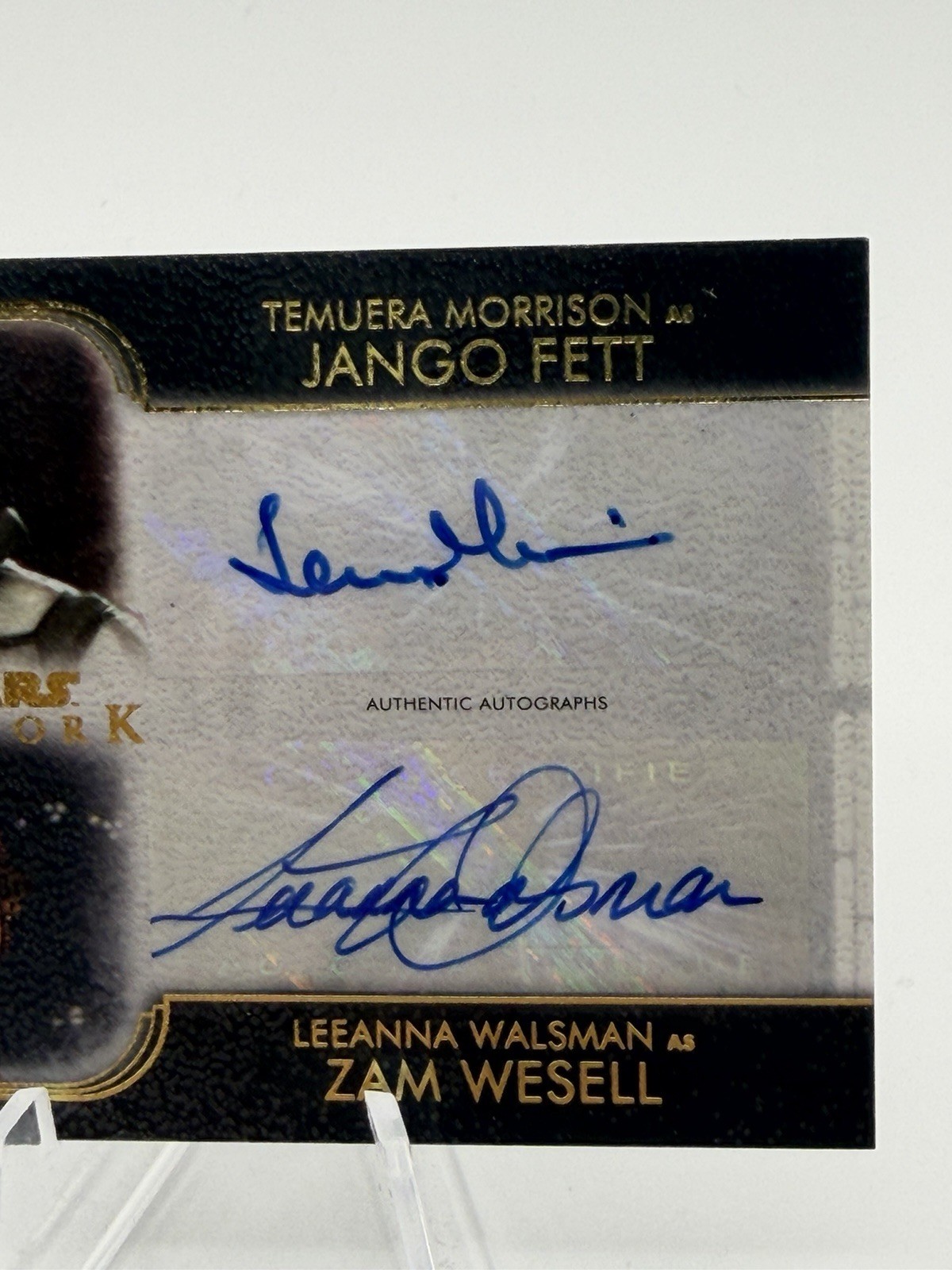 Temuera Morrison/Jango Fett & Leeanna Walsman/Zam Wesell Star Wars Dual Auto /25 view 2