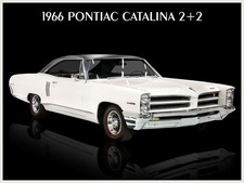1966 Pontiac Catalina 22 In White Black New Metal Sign 12x16