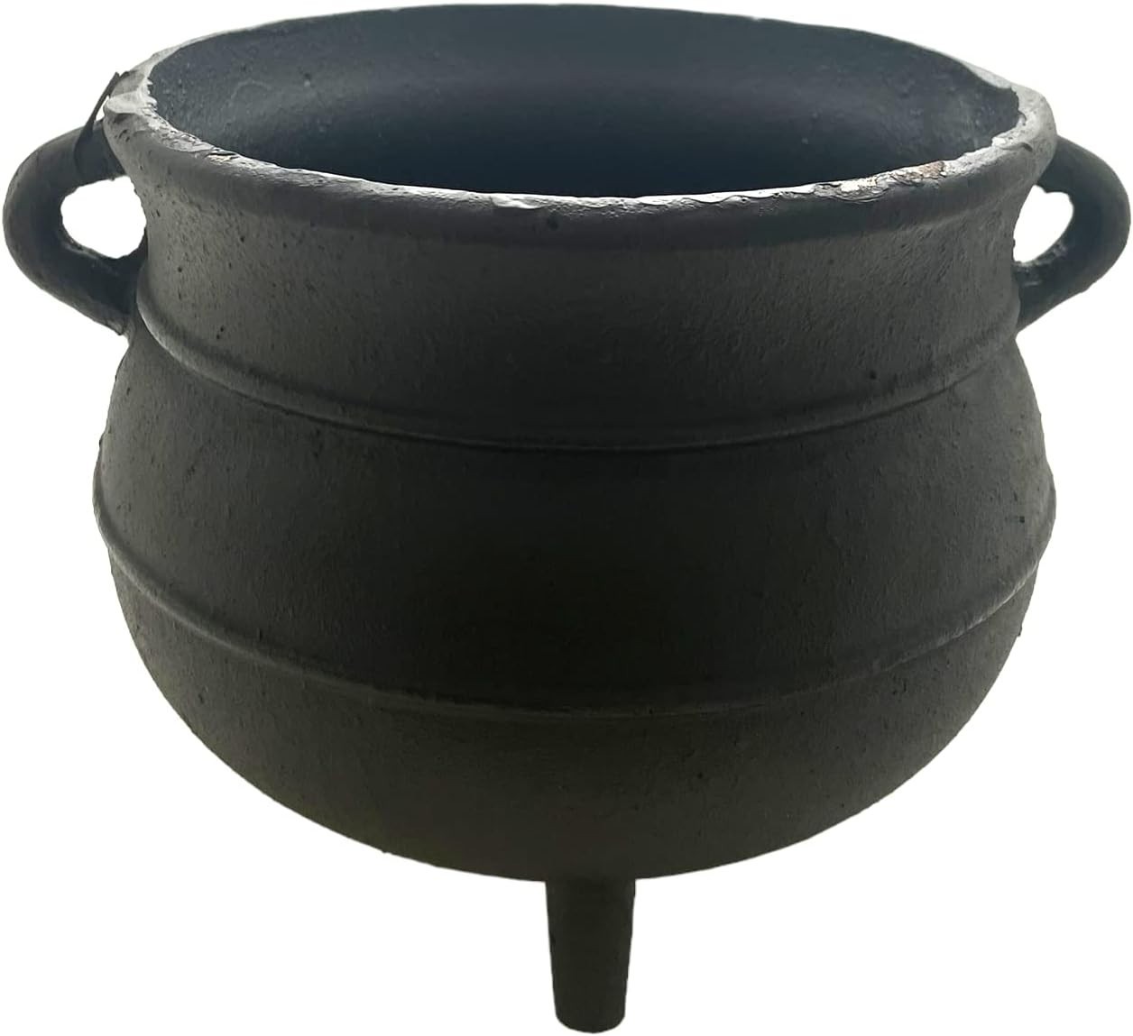 Durable 7" Wide Black Painted Cast Iron Cauldron - Ideal for All Cooking