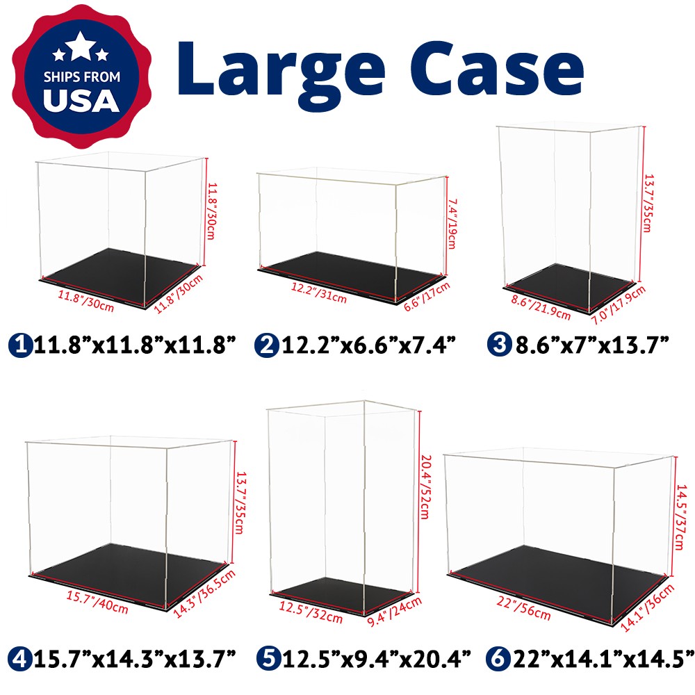 Large Acrylic Display Case Dustproof Box Action Figures for Collectibles Diecast