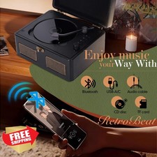 RetroBeat Time Portable Music Box, CD Bluetooth Transmitter, Black