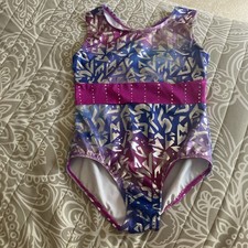 Cat  Jack Girls' Gymnastics Leotard Ombre' Magenta Studded Waist Sz: 10/12 NWOT