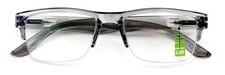 Half Rim Rectangular Progressive Multifocal Reading Glasses - Half Power On Top
