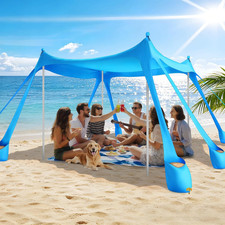 Beach Tent Sun Shelter UPF 50 ,10X10 FT Beach Canopy Tent Sun Shade,Pop up Beach