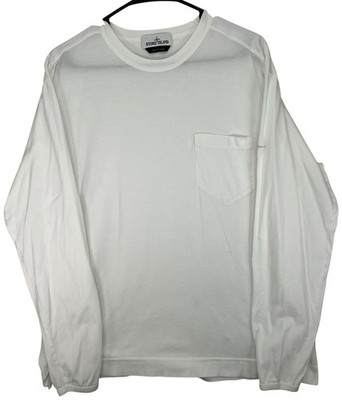 Stone Island Long Sleeve Pocket T Shirt Patch Logo Men Size Large White Tee