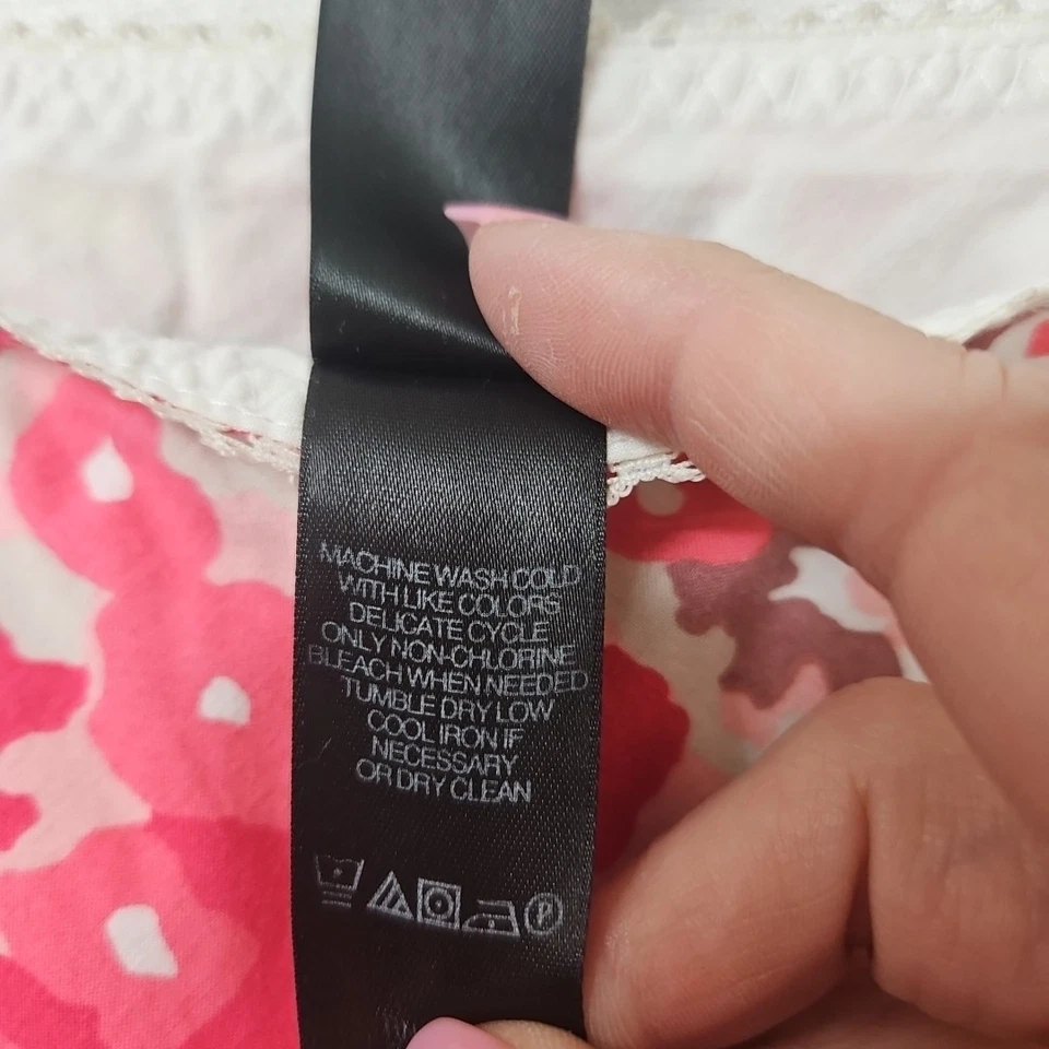 Falda Kenneth Cole para mujer talla 12 línea A rosa floral algodón casa de hadas Foto 4 de 4