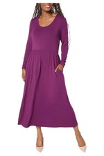 Joan Rivers Women's ButterSoft Scoop-Neck Midi Dress Aubergine