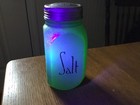 TWO VTG Jadite Fired and Green Uranium Glass Hazel Atlas Embossed Salt Shaker — photo 8