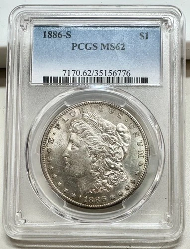 1886-S MORGAN DOLLAR   MS62+  UNCIRCULATED BETTER DATE