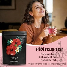 PiPi Tea Organic Hibiscus Tea Bags Caffeine Free Herbal Tea Rich in Antioxi 30