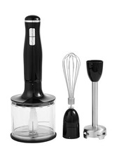 Black Glossy 3-in-1 Hand Blender &ndash; Powerful Stick Blender with Whisk & Chopper