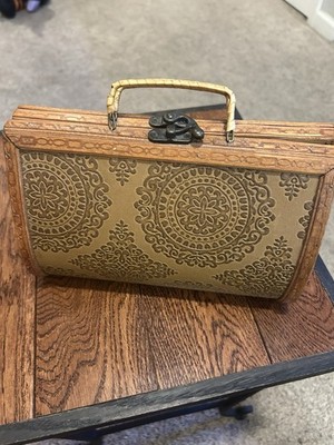 Vintage Box Bag Purse Wood Rattan And Willow Handbag Purse