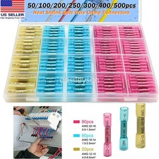 200pcs Heat Shrink Butt Wire Splice Connectors Seal Crimp Terminals Waterproof