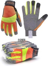 HANDLANDY Bulk 6 Pairs Anti Vibration Gloves Hi-vis Reflective Safety Work Glov