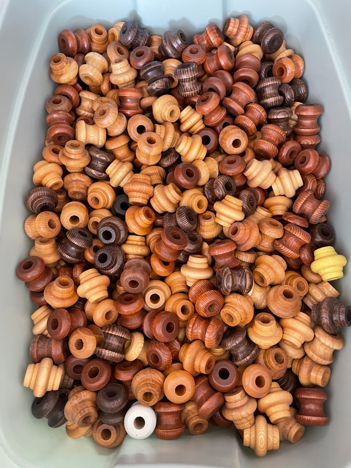 50 pc Vintage Wooden Bead Lot Macrame Beads Jewelry Crafts Natural Wood Stained