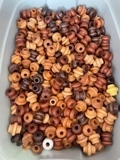 50 pc Vintage Wooden Bead Lot Macrame Beads Jewelry Crafts Natural Wood Stained