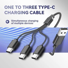 3-in-1 Charging Cable, USB-A to 3x Type-C Multi-Function Cable, Compatible