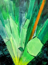 Original Art Abstract Acrylic Painting 9x12 on Art Paper. 'Jungle Prism'