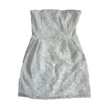 Sam Edelman Short Floral Beaded Dress Lab White Strapless Mini M73535 Womens 4