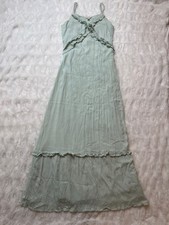 Sim & Sam Women’s Mint Green Maxi Dress Spaghetti Strap Ruffle Size Small