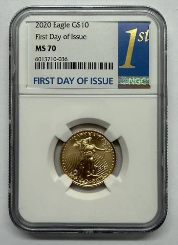 United States Mint American Eagle $10 Gold 2020 NGC MS70 First Day 1/4 oz