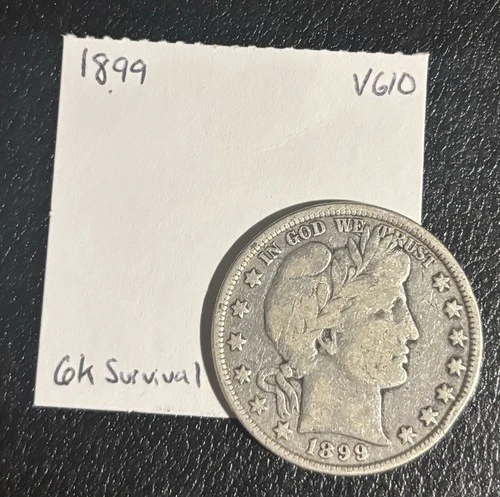1899 Barber Half Dollar Silver $1 VG Only 6k Survival