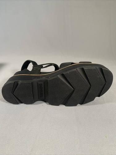 New Sorel Joanie IV Ankle Strap Wedge Sandal Black Leather Women's Size 10.5 - Picture 5 of 5
