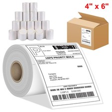 20 Rolls 450/Roll 4"x6" Thermal Shipping Labels for Zebra Direct Thermal Printer