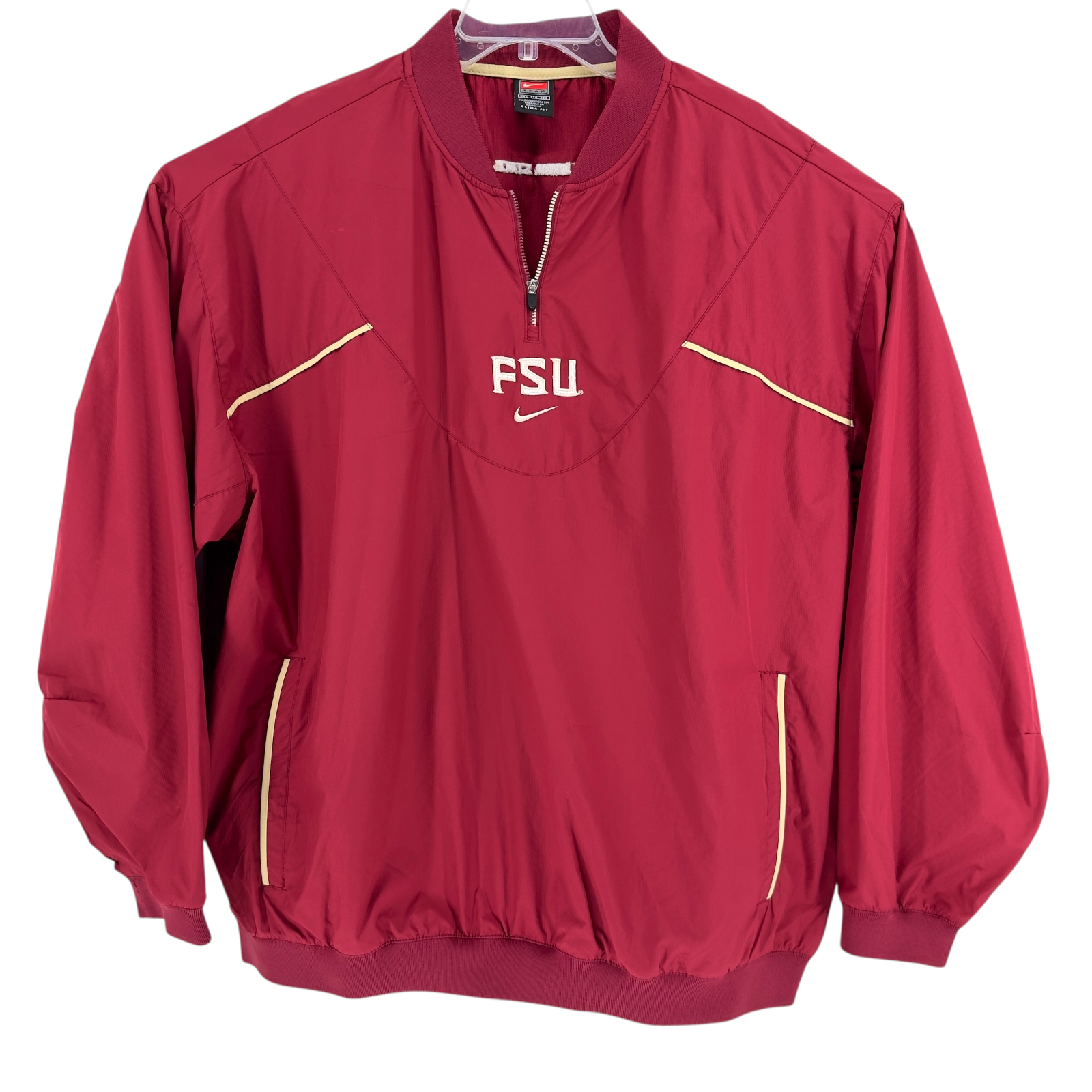 SACAI X NIKE Nike Florida State Seminoles Giacca Uomo XXL Rosso Pullover 1 4 Zip FSU Logo Squadra