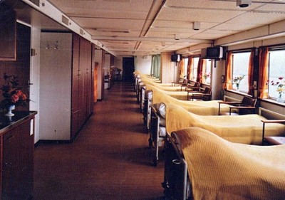 Nederland Amsterdam Interieur Hospitaalschip Ms J Henry Dunant Slaapzaal #SCF762