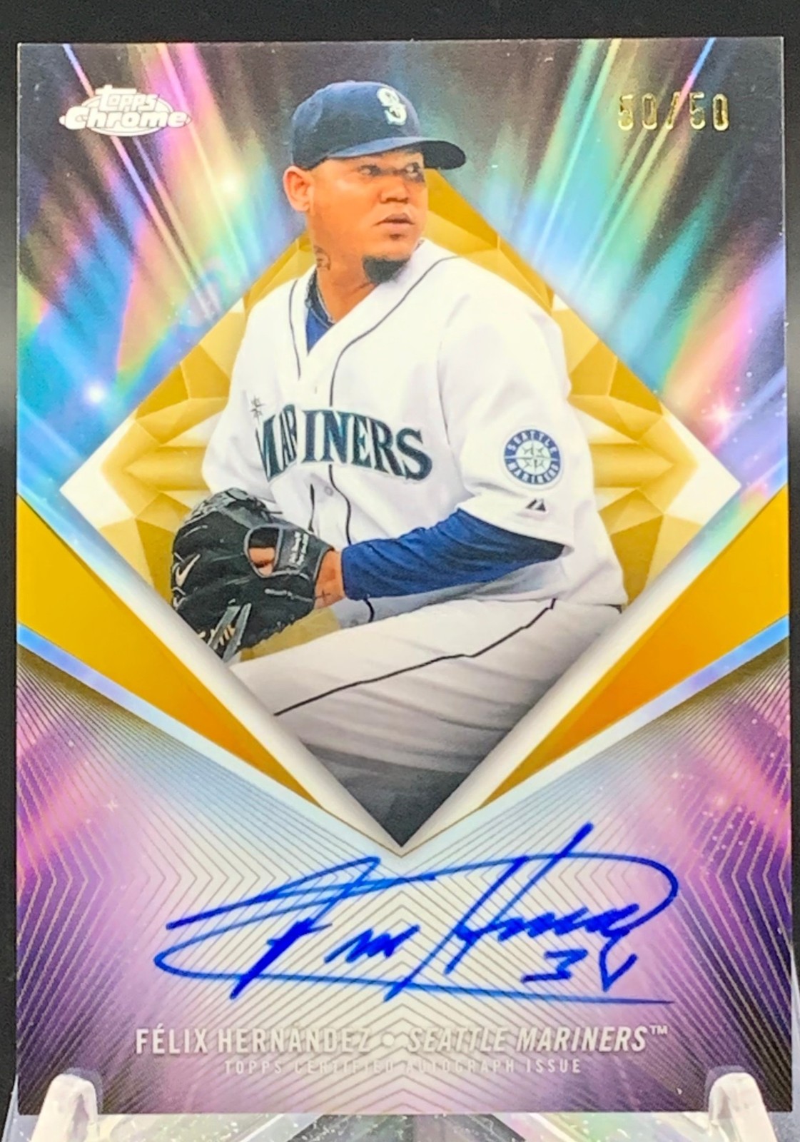 2026 Topps Chrome MLB Felix Hernandez Auto 75th Diamond Gold /50 view 1