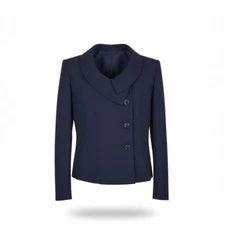 Le Suit Blazer Women Size 10 Black Shawl Collar Offset Buttons Bracelet Cuffs