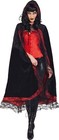 elegantes Cape schwarz-rot Spitze Vampirumhang Unisize Karneval Halloween Kostüm