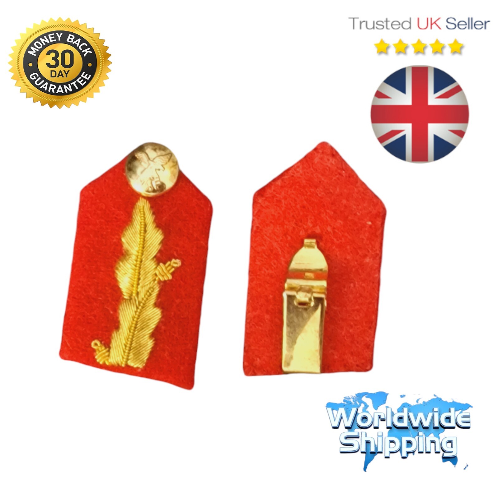 Gorget Collar Patch Red Gold Leaf ' General Officers | eBay UK